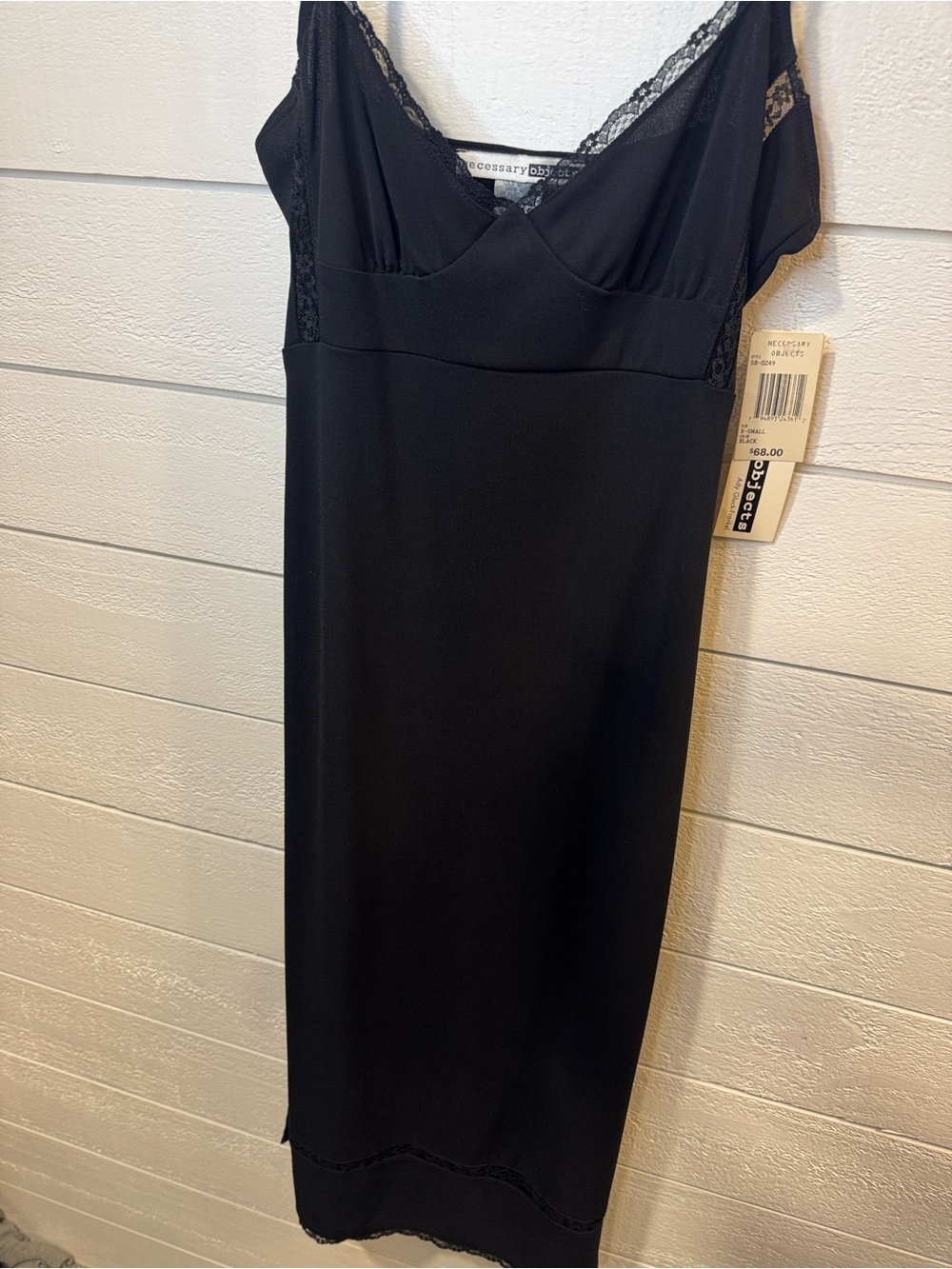 Y2K Necessary Objects Black Lace-Trim Slip Midi Dress